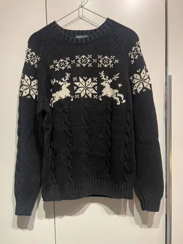 Lands' End 사슴 패턴 니트 스웨터 XL