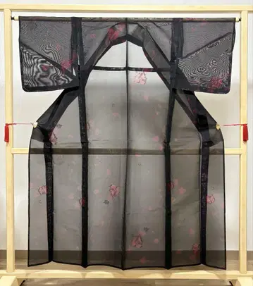 A 여름 아이템 덩굴 무늬 블랙 컬러 순수 실크 얇은 명주 코몬 기모노