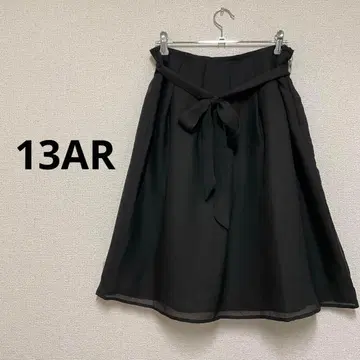 플리츠 플레어 스커트 허리 리본 포함 루즈한 빅 사이즈 블랙 13