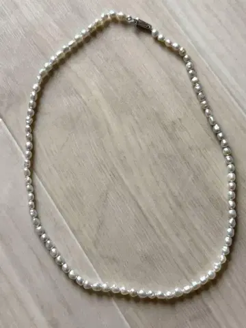 담수 진주 목걸이 금장 장식 silver