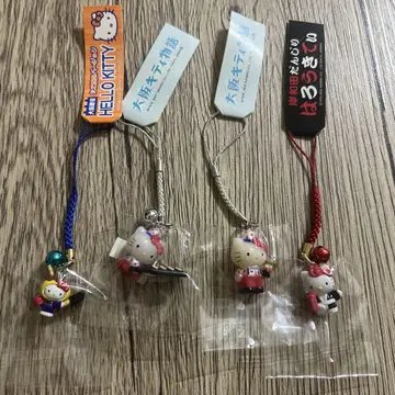 지역 키티 오사카 한정 헬로키티 스트랩 4종 세트 오사카 키티 이야기