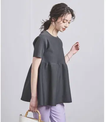 UNITED ARROWS P 페플럼 숏 슬리브 니트