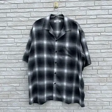 라디얼 셔츠 L 블랙 옴브레 체크 레이온 100