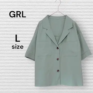 GRL 새상품급 그린 셔츠 자켓 L 반팔 셔츠 그린 오버 사이즈
