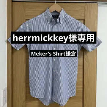 새상품급 제조사 가마쿠라 셔츠 블루 스트라이프 반팔 셔츠 이지케어 M