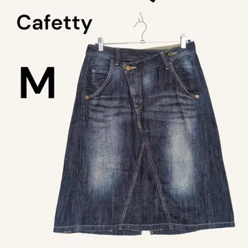 카페티 데님 스커트 미들 기장 M 면100% 심플