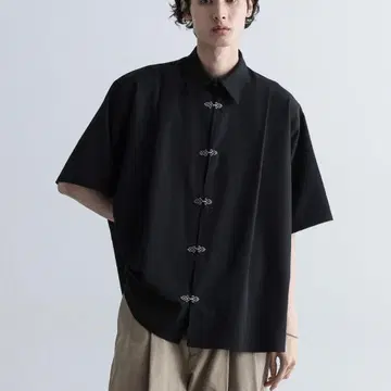 HARE 메탈 버튼 턱 오버 셔츠