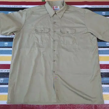 90s 디키즈 베이지 반팔 워크 셔츠