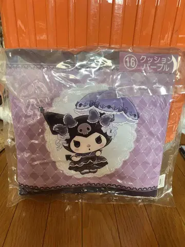 Kuromi 쿠션 퍼플 그레이 체크 무늬