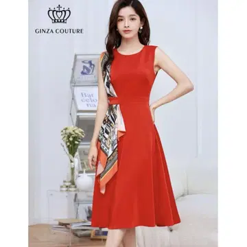 GINZA COUTURE 엘케이 레드 슬리브리스 드레스
