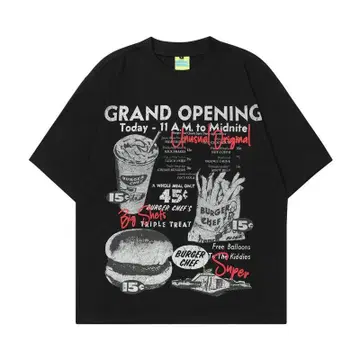 그래픽 프린트 오버 사이즈 티셔츠 블랙