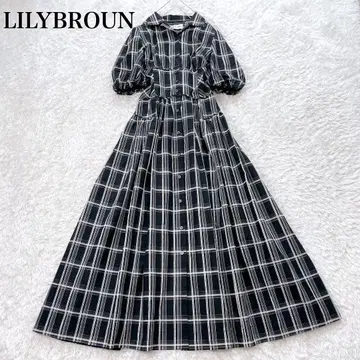LILY BROWN 릴리 브라운 체크 원피스 반팔 2023 블랙