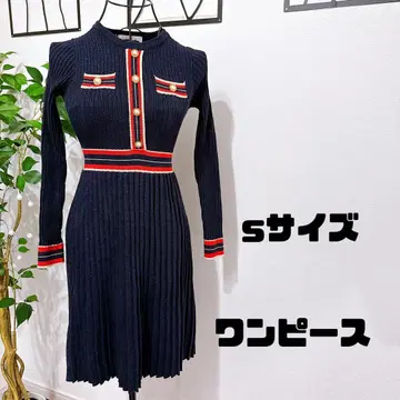 S 사이즈 네이비 리브 원피스