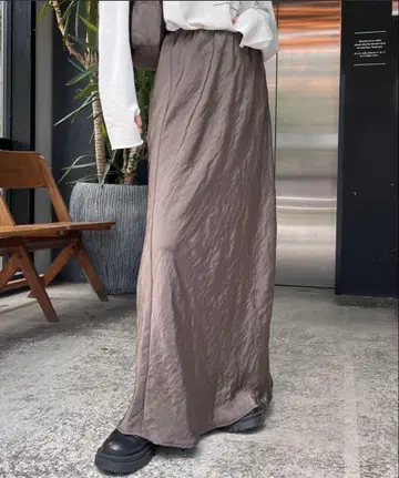 차오패닉 티피 스타일업 새틴 스커트 차콜 그레이 M