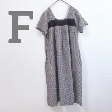 사만사 모스모스 린넨 원피스 롱 체크 무늬 린넨 블렌드 레이스 F