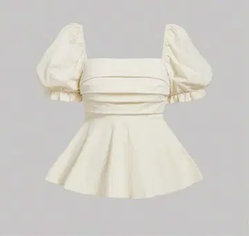 SHEIN 프릴 퍼프 슬리브 탑 크림색