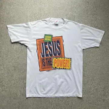 90s JESUS 예수 프린트 티셔츠 USA제 소매 밑단 싱글 스티치