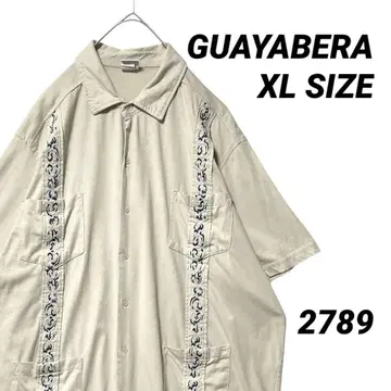 GUAYABERA 쿠바 셔츠 XL 자수 디자인 4 포켓 베이지