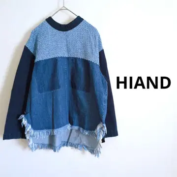 HIAND 하이 앤 절개 데님 상의 패치워크