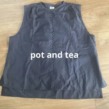 pot and tea 버튼이 많은 슬리브리스 셔츠 다크 그레이