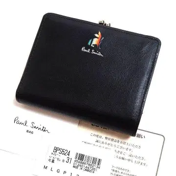 새상품 폴스미스 가마구치 두겹 지갑 토끼 로고 소가죽 블랙