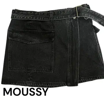MOUSSY 블랙 데님 미니 스커트