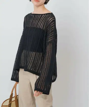 Spick&Span 25SS 이번 시즌 기마 코튼 시스루 니트 루즈 니트
