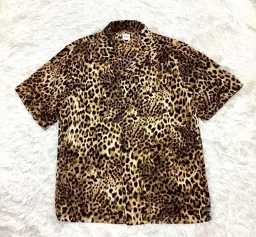 BROWNY VINTAGE 레오파드 무늬 셔츠 구제 의류 L 애니멀