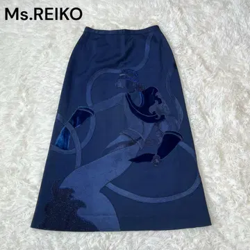 Ms.REIKO 미즈레이코 네이비 올 패턴 스커트 벨로아