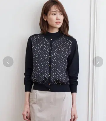 ANAYI 도트 무늬 긴팔 가디건