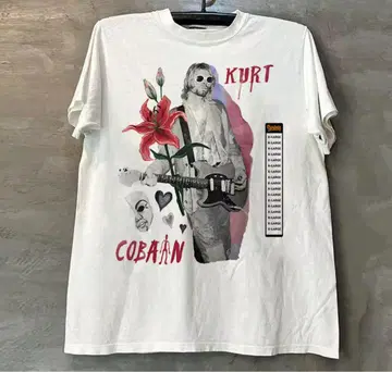 새상품 카트 코베인 티셔츠 nirvana sonic youth 화이트