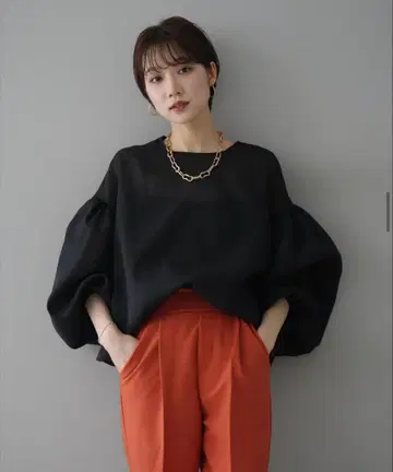 lumier 루미에 볼륨 슬리브 와셔 시어 블라우스