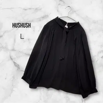 HUSHUSH 블랙 긴팔 블라우스 셔츠 L