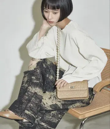 자용 the yon 비즈 스트랩 페이퍼 백 바스켓 백 숄더