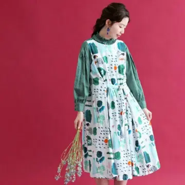 샹브르두샹 아침 정원 슬리브리스 원피스 레트로 레어