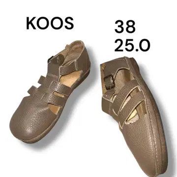 KOOS 천연 가죽 스트랩 신발 구르카 샌들 38 빅 사이즈
