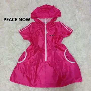 PEACENOW 후드 부착 반팔 상의 고양이 귀 프론트 지퍼 새틴