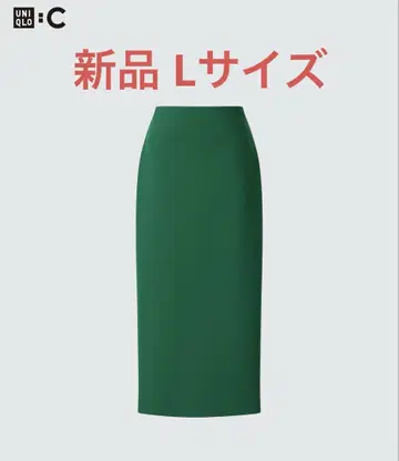 새상품 유니클로 UNIQLO C 크레이프 저지 내로우 스커트 그린