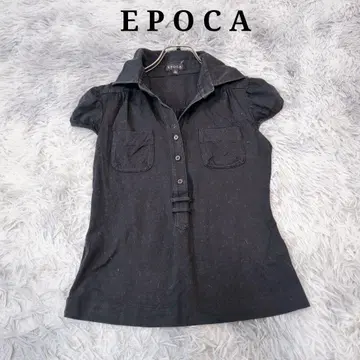 EPOCA 에포카 반팔 피케 셔츠/블라우스 블랙 가슴 포켓 심플