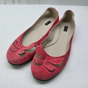 핑크 스웨이드 플랫 슈즈