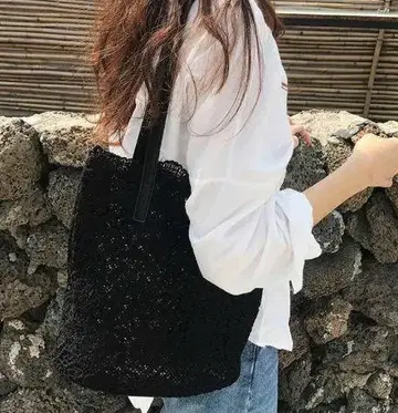 레이스 토트백 꽃무늬 캐주얼 귀여운 숄더백