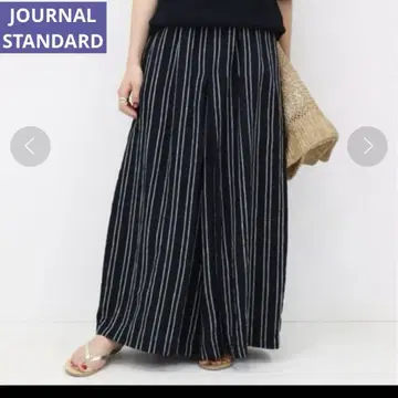 JOURNAL STANDARD 린넨 스트라이프 턱 큐롯 팬츠
