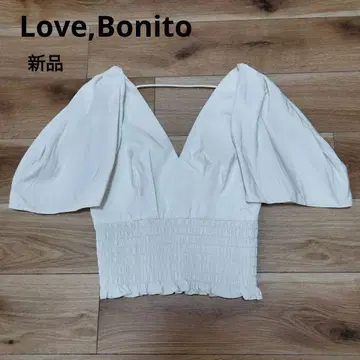 택 포함 새상품 Love,Bonito 딥 V 넥 허리 셔링 블라우스