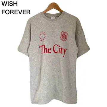 WISH FOREVER 드로 코드 티셔츠 프린트 반팔 그레이 M