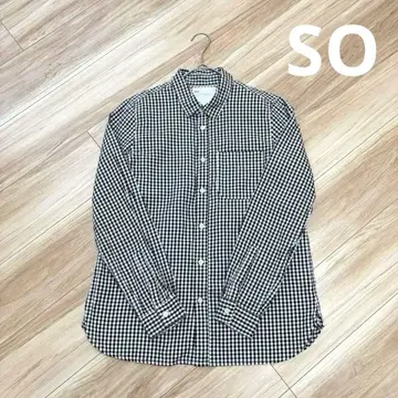 새상품급 SO 깅엄 체크 긴팔 셔츠 코튼 SO 가슴 포켓 프리