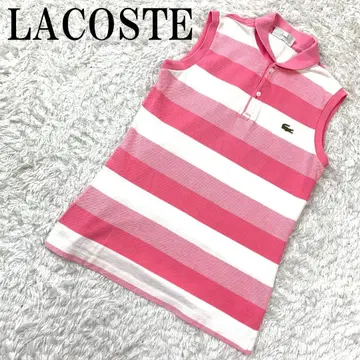 LACOSTE 라코스테 슬리브리스 폴로 셔츠 핑크 보더 B989