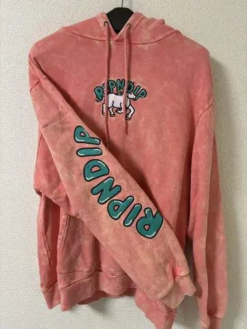 RIPNDIP 핑크 후드 부착 후드티
