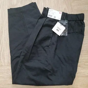 유니클로 콩트와르 데코토니에 린넨 블렌드 배럴 레그 팬츠 XS 블랙