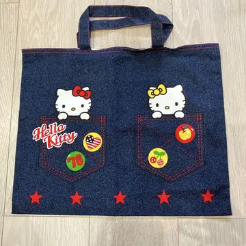헬로키티 데님 레슨 백 레트로