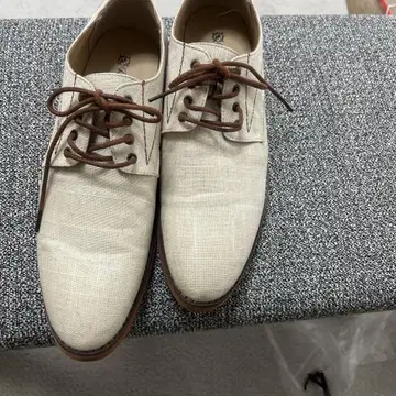 베이지 린넨 레이스업 슈즈